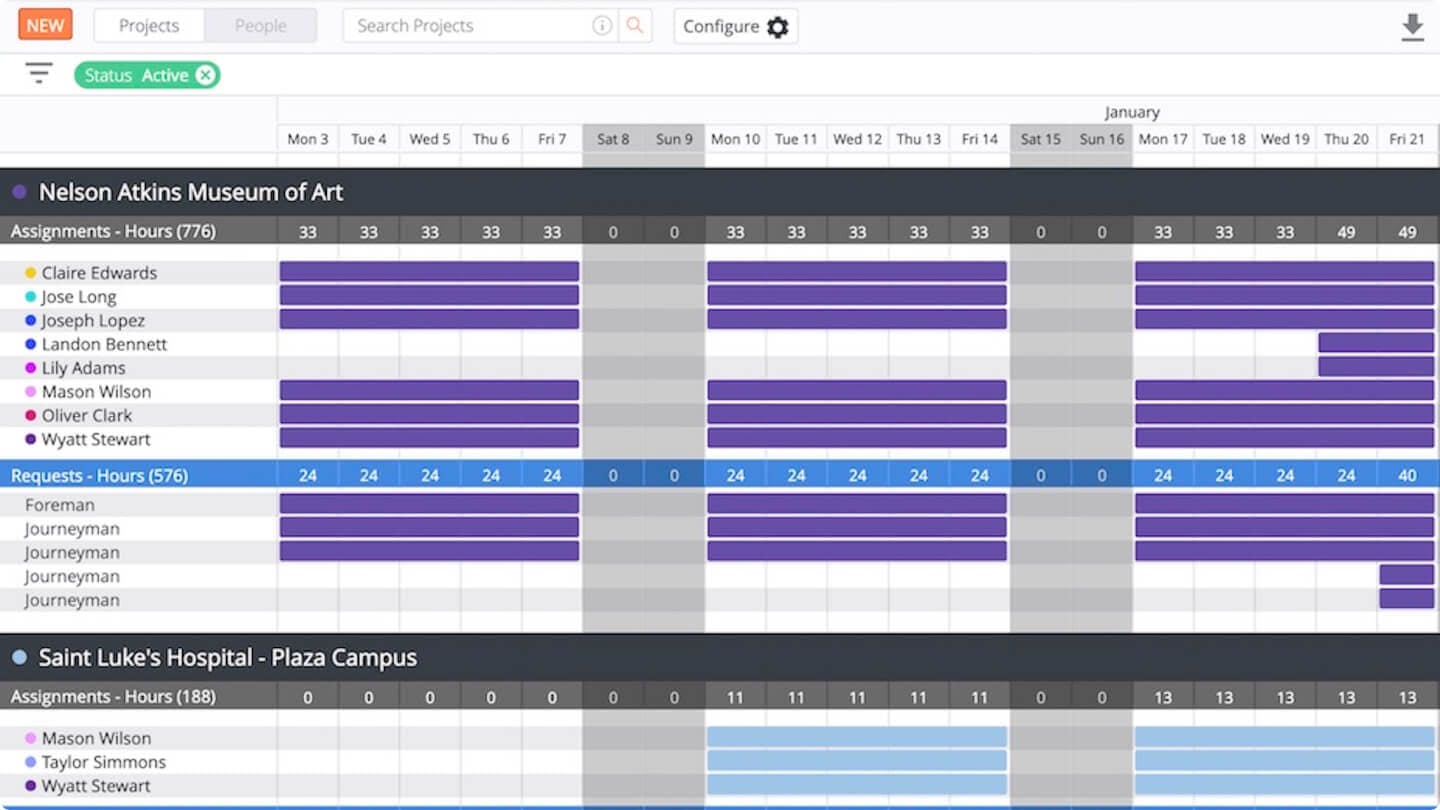Screenshot of Procore's daily planning