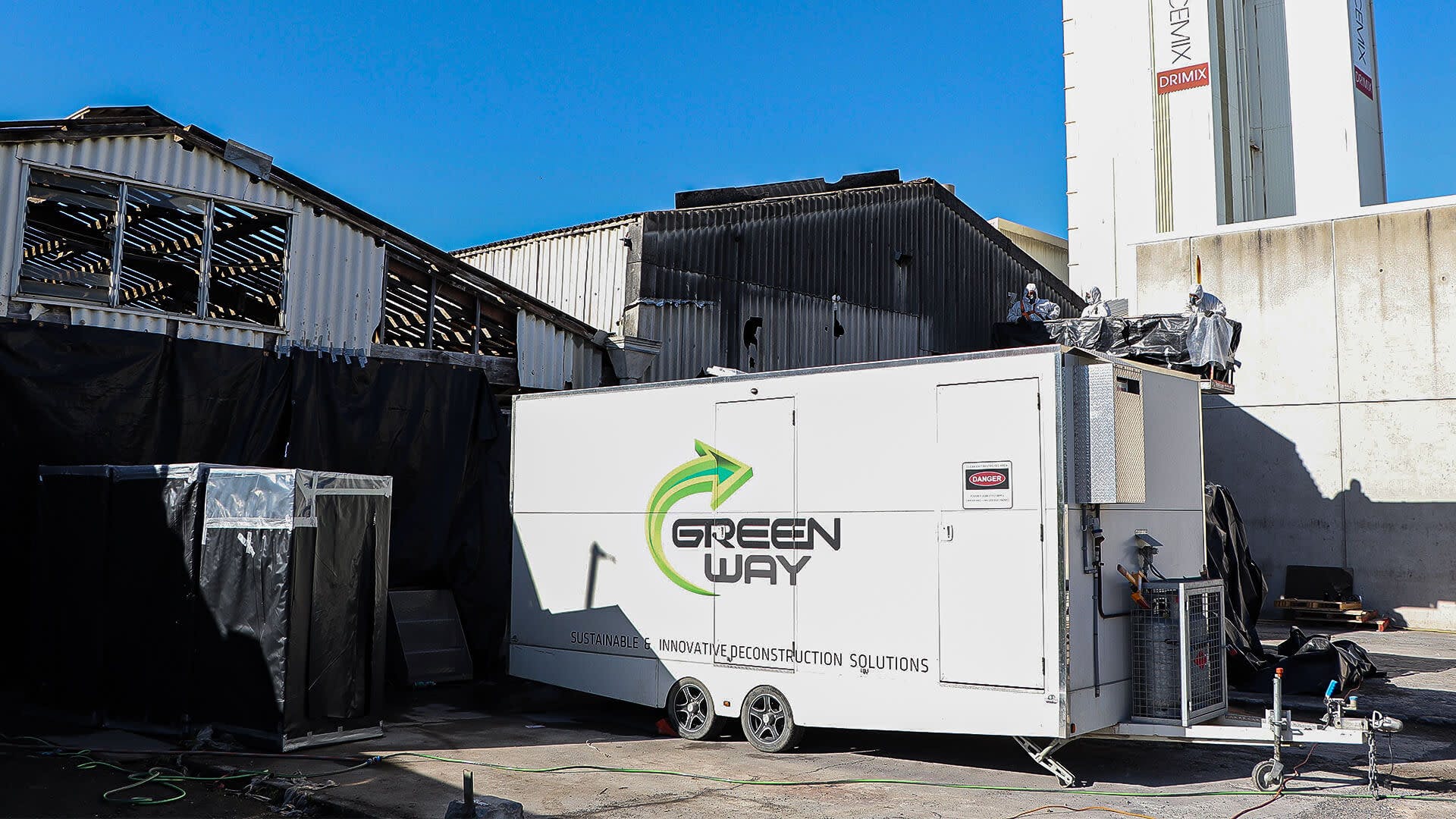 Greenway trailer parked outside jobsite